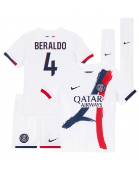 Billige Fotballdrakt Paris Saint-Germain Lucas Beraldo #4 Replika Bortedraktsett Barn 2025-26 Kortermet (med bukser)